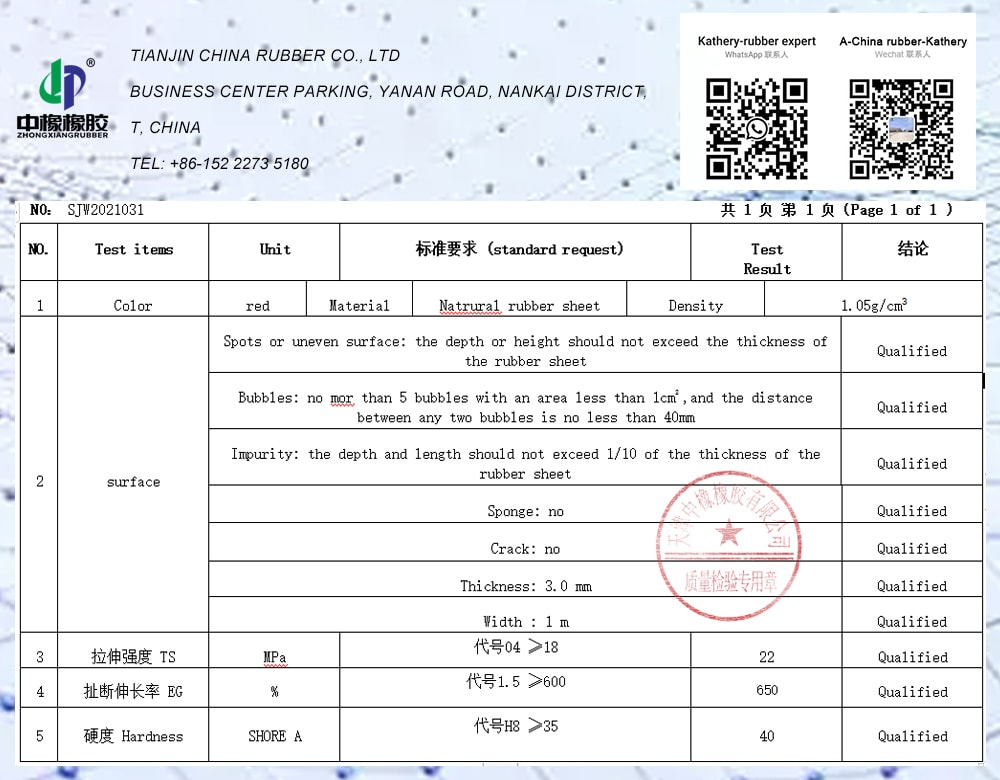 Red natural rubber sheet 