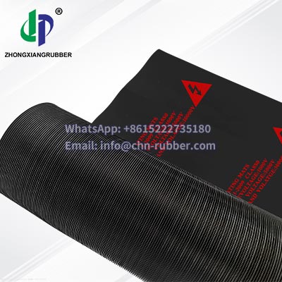 Black Ribbed IEC 61111 insulating electrical safety matting
